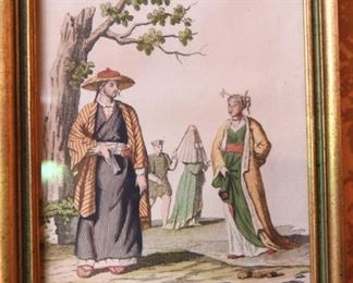 Item 68: Set of 3 Italian Orientalist Hand Colored Etchings $36 Each is in a 5x7 frame.