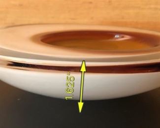 ITEM 88: Glass Egg Yolk Bowl $24 Art glass dish, probably Murano. Yellow shallow recessed bowl surrounded by white and clear glass. Ground glass bottom. Unsigned.