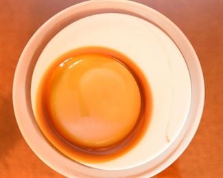 ITEM 88: Glass Egg Yolk Bowl $24 Art glass dish, probably Murano. Yellow shallow recessed bowl surrounded by white and clear glass. Ground glass bottom. Unsigned.