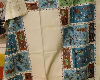 ITEM 103: Vintage Tablecloth $18 Yellow stains in white center field. 42" x 66"