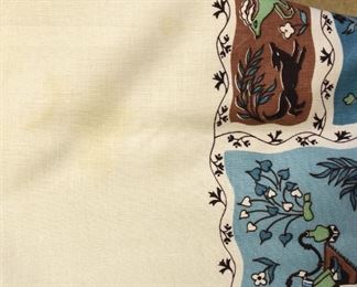 ITEM 103: Vintage Tablecloth $18 Yellow stains in white center field. 42" x 66"