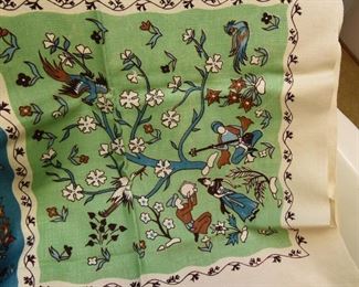 ITEM 103: Vintage Tablecloth $18 Yellow stains in white center field. 42" x 66"