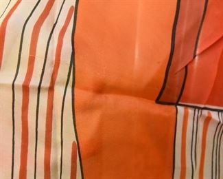 ITEM 110: Vintage Vera Orange Square Scarf $8 23" square. Minor pull in one of the striped areas.