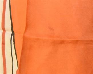 ITEM 110: Vintage Vera Orange Square Scarf $8 23" square. Minor pull in one of the striped areas.