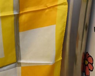 ITEM 111: Vintage Yellow and Gray Concentric Square Scarf $10 27" square.