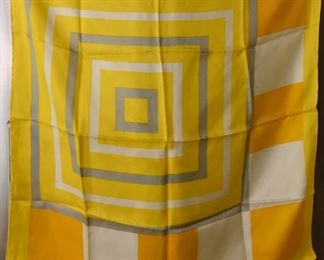ITEM 111: Vintage Yellow and Gray Concentric Square Scarf $10 27" square.