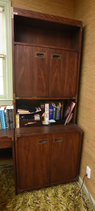 ITEM 124: Vintage 2-Piece Lane Campaign Cabinet and Hutchtop $150