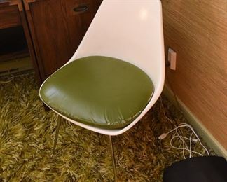 ITEM 126: Burke Fiberglass Desk Chair $35 Green Vinyl Chusion has obvious repairs.