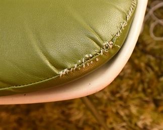 ITEM 126: Burke Fiberglass Desk Chair $35 Green Vinyl Chusion has obvious repairs.