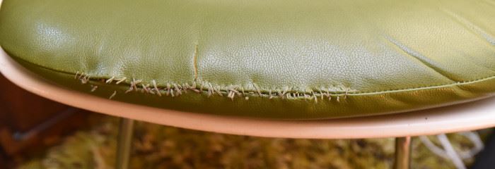 ITEM 126: Burke Fiberglass Desk Chair $35 Green Vinyl Chusion has obvious repairs.