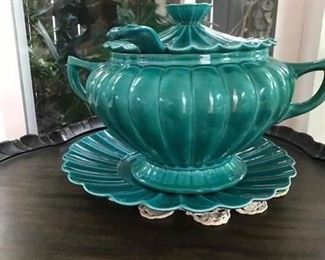 California Pottery Turquoise Soup Tureen C609 $55