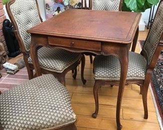 Leather topped card table - there are a few pieces of trim need to be attached - gorgeous!!! $300