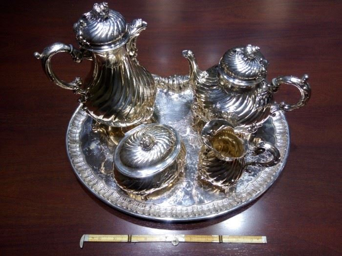 Imperial German .800 fine silver. 5 piece with tray all solid silver.