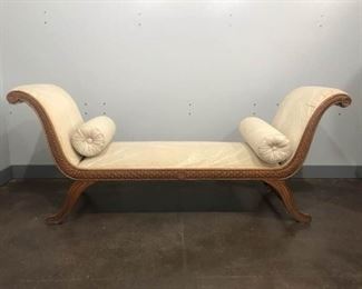  Rolled Arm Settee w/Carved Scalloping