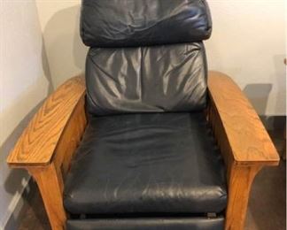 Mission Style, Navy Leather Recliner Made in USA ,