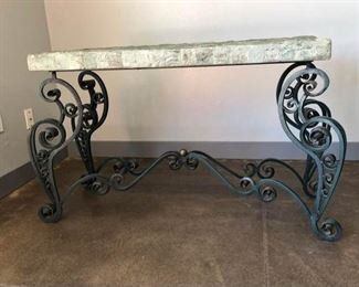 Maitland-Smith Stone and Wrought Iron Console Table