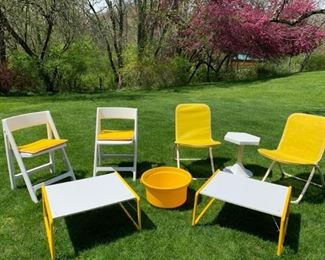 Mid Century to Modern Sunkist Yellow Patio Set