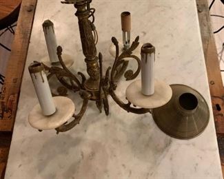 $250 Brass four candle electric small hanging light fixture.