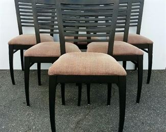 Set 6 Lowenstein Black Slatted Back Dining Chairs