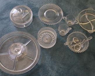 #18 Lot glass with candlewick items $30.00