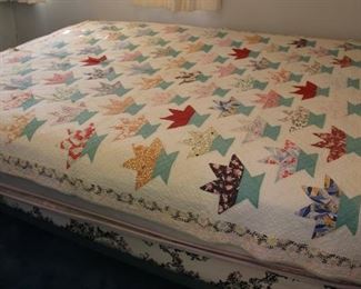 #66 Full Garden quilt handstitched  as is some small stains some wear  $100.00
