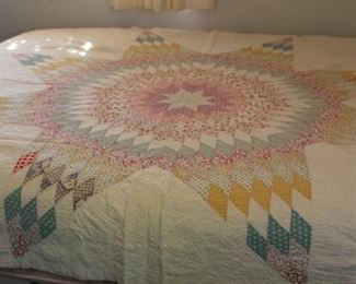 #67 Full 8 point handstitched quilt as is some wear some small spots  $100.00