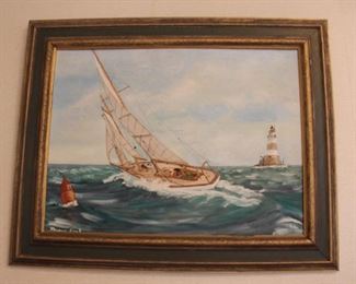 #84 Nancy Earl Decorative painting sailboat $40.00