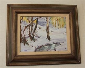 #85 Nancy Earl decorative winter painting $25.00