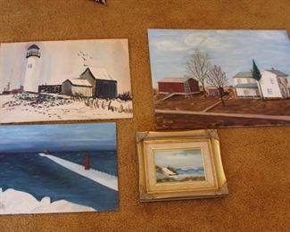 #87 Lot paintings on boards $30.00