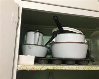 Enamelware pots, pans