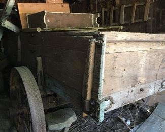 Great Wooden Farm Wagon W/ Iron Wheels, barn kept for many years