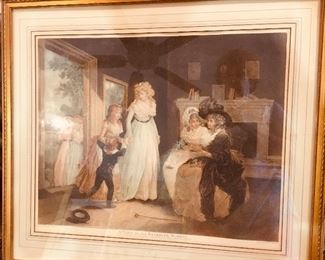 Original mid 19th century engraving "Visit to the Boarding School" by British engraver William Ward