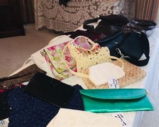 vintage handbags, gloves, and hats