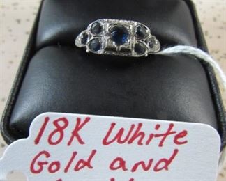 Vintage 18K White Gold & Sapphire Ring