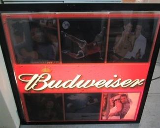 Lighted Budweiser Beer Sign - Has 6 Different Scenes That Change & Light Up - Cool Sign!
