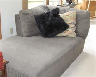 $75 , gently used condition Gray settee 39" deep 63" long