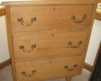 $25 - #27, Oak 3 drawer chest 30 some wear on top