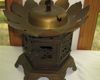 $8 - #65, Brass candle lantern 9"