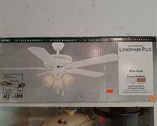 $34 - G110 - 52" Landmark Plus Ceiling Fan w/light kit included.  New in Box.