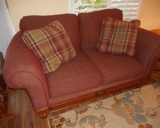 Broyhill fabric & wood Loveseat w/pillows - 67" https://ctbids.com/#!/description/share/409841