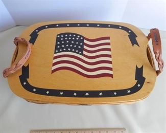 Peterboro Basket Co. wood & leather picnic basket 18 x 12" https://ctbids.com/#!/description/share/409927
