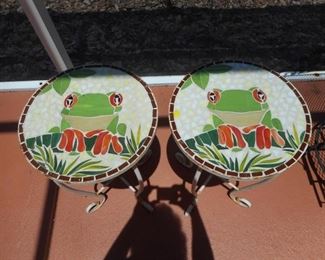 Iron & mosaic tile frog round tables 23" tall https://ctbids.com/#!/description/share/410444