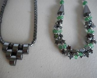 Lot of 2 Hematite & Adventurine necklaces, 17.5" each https://ctbids.com/#!/description/share/414163