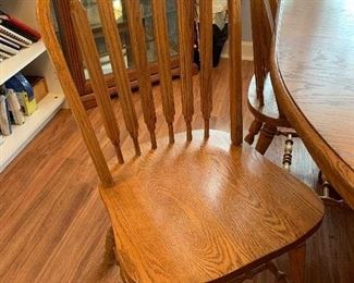 	#1	Oak table with 6 chairs and 1 leaf 47"-65"x47"x29"	 $140.00 	