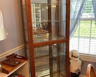 	#3	Oak lighted curio cabinet 29"x16"x76"	 $100.00 	