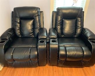 	#10	Leather electric reclining theater seating chairs  2@$150 each	 $300.00 	