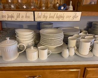 	#86	White stoneware dish set 77 pieces	 $80.00 	