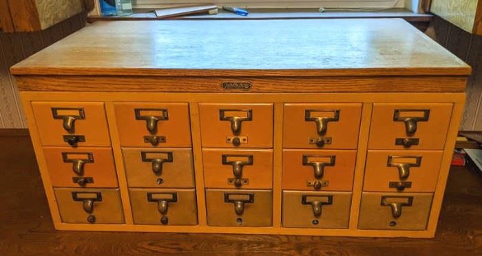 Vintage Gaylord Bros. 15 Drawer Card Catalog