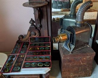 Antique Magic Lantern and Color Glass Slides
