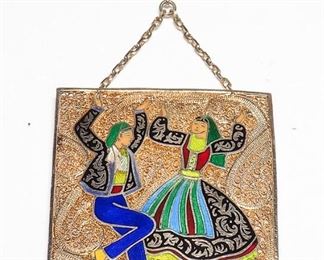 Topazio Enameled Gilt-Silver Brooch